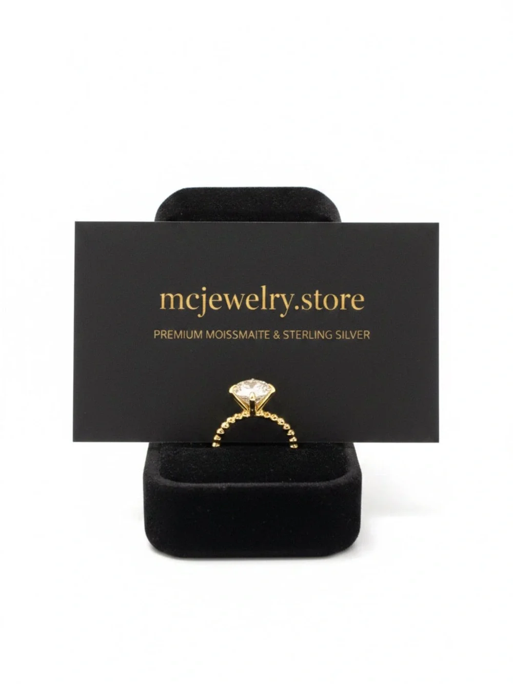 Gold-Tone Twisted Band Ring with Moissanite Center Stone